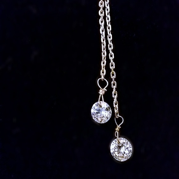Nwot Dangle Diamond Crystal Silver Earrings - Picture 3 of 4